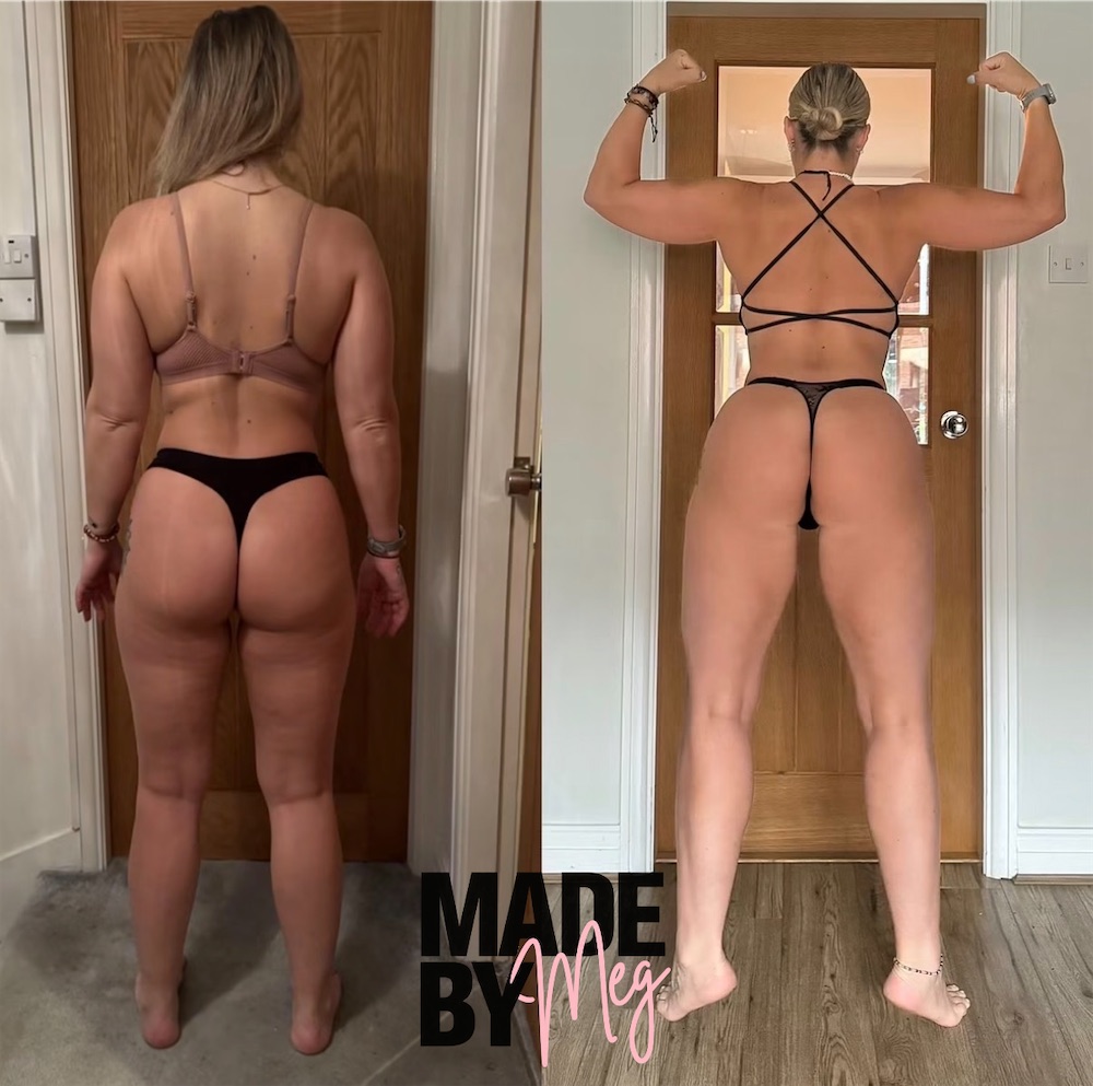 Client before and after, back view